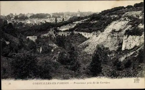 Ak Cormeilles en Parisis Val d'Oise, Panorama pris de la Carrière, Steinbruch