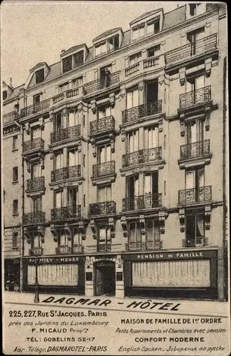 Ak Paris Panthéon, Dagmar Hôtel, 225 Rue Saint Jacques