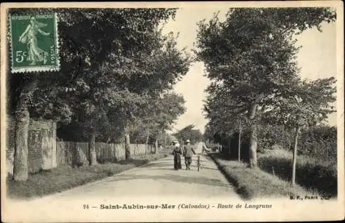 Ak Saint Aubin sur Mer Calvados, Route de Langrune