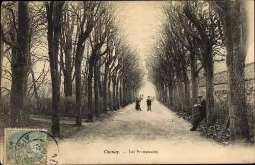 Ak Chauny Aisne, Les Promenades