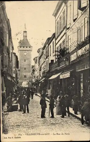 Ak Villeneuve sur Lot Lot et Garonne, La Rue de Paris