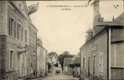 Ak Villequiers Cher, Grande Rue, La Mairie