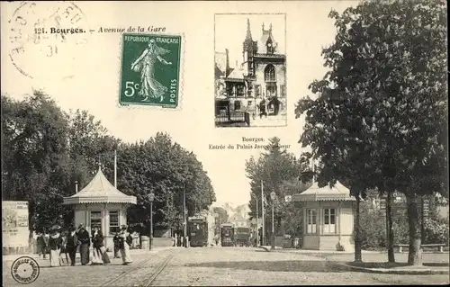 Ak Bourges Cher, Avenue de la Gare, Palais Jacques Coeur