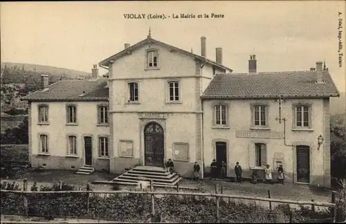 Ak Violay Loire, La Mairie et la Poste