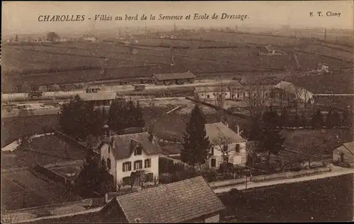 Ak Charolles Saône et Loire, Villas au bord de la Semence et École de Dressage