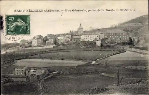 Ak Saint Félicien Ardèche, Vue générale