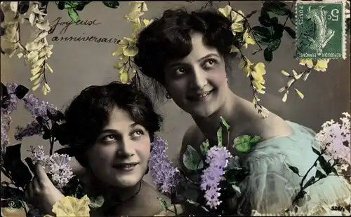 Ak Zwei Frauen mit Blumen im Haar, Portrait, NPG 526/1