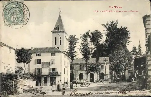 Ak Anglès Tarn, Place de l'Église