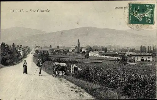 Ak Cercié Rhône, Vue générale