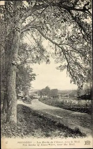 Ak Soissons Aisne, Les Bords de l'Aisne