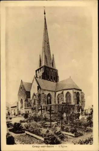 Ak Crécy sur Serre, Vue de l'Église