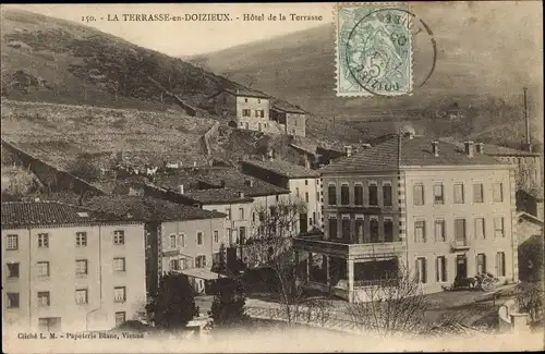 Ak La Terrasse en Doizieux Loire, Hotel de la Terrasse