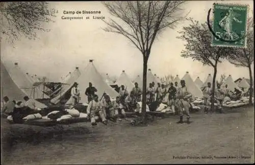 Ak Sissonne Aisne, Camp militaire, Campement et Literie