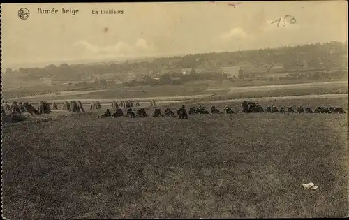 Ak Armee belge, tirailleurs en plein air, exercices de tir