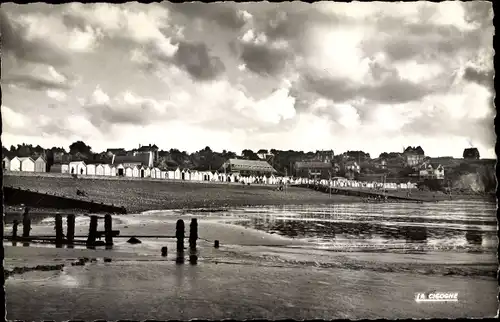 Ak Quiberville Seine Maritime, vue générale à marée basse