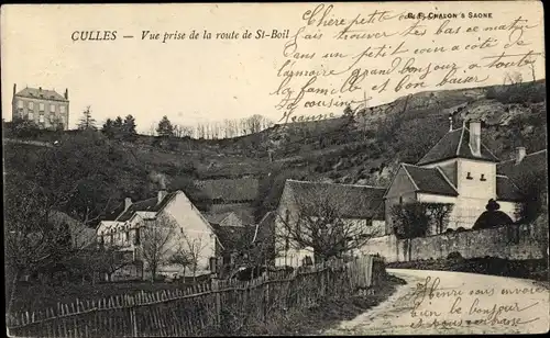 Ak Culles Saône et Loire, Vue prise de la route de Saint Boil