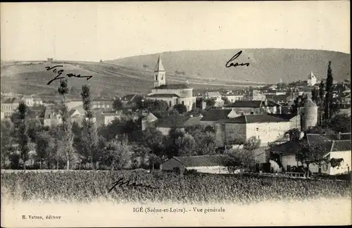 Ak Igé Saône et Loire, Vue générale