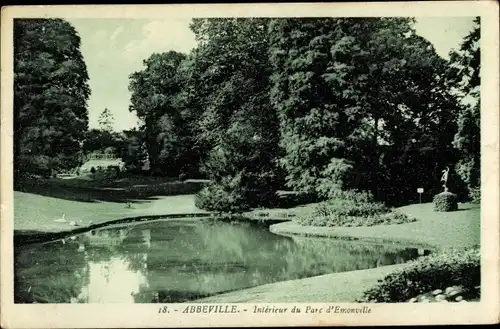 Ak Abbeville Somme, Intérieur du Parc d'Emonville