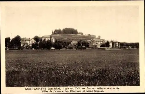 Ak Saint Agrève Ardèche, Villas de l'avenue des Cévennes et Mont Chiniac
