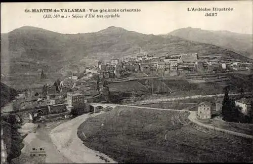 Ak Saint Martin de Valamas Ardèche, Vue générale