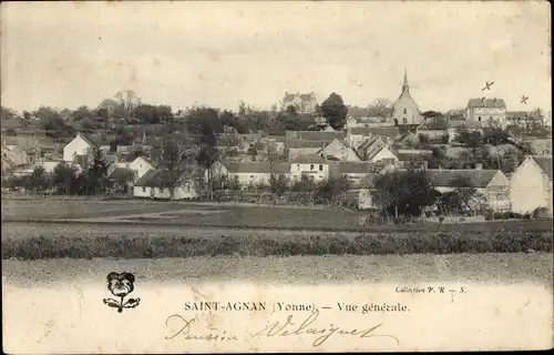 Ak Saint Agnan Yonne, Vue generale, Blick auf den Ort, Kirche