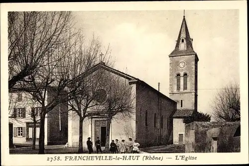 Ak Francheville le Haut Rhône, Vue de l'Église