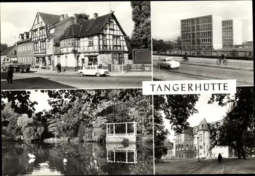 Ak Tangerhütte in der Altmark Sachsen Anhalt, Ernst Thälmann Straße, Heinrich Rieke Schule, Klinik