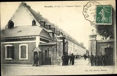 Ak Hesdin Pas de Calais, Caserne Tripier, Entrée