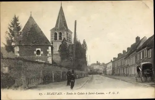 Ak Beauvais Oise, Route de Calais a Saint Lucien