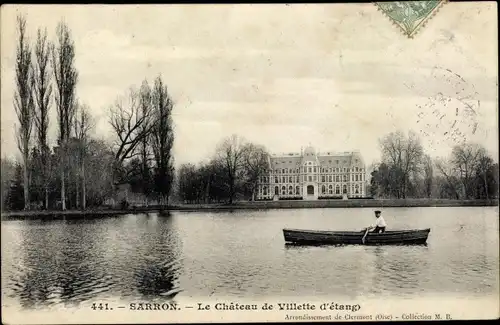 Ak Sarron Oise, Le Chateau de Villette, l'etang