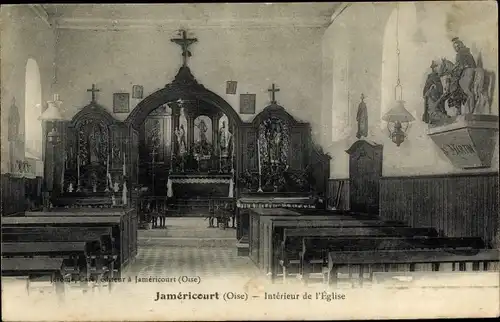 Ak Jamericourt Oise, l'Eglise, interieur