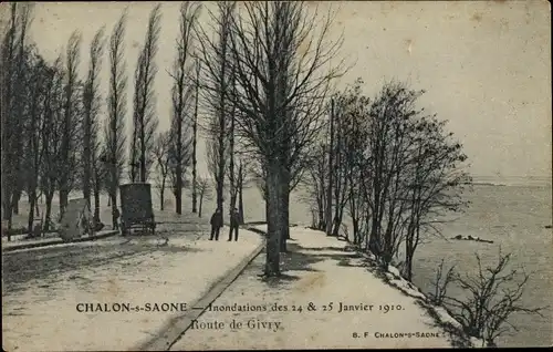 Ak Chalon sur Saône Saône et Loire, Inondations de 1910, Route de Givry
