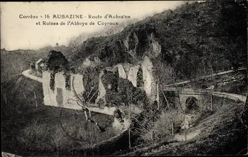 Ak Aubazine Corrèze, Route d'Aubazine et Ruines de l'Abbaye de Coyroux