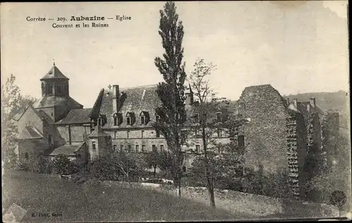 Ak Aubazine Corrèze, Église, Couvent et les Ruines