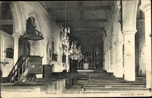Ak Hornoy Somme, Intérieur de l'Église paroissiale