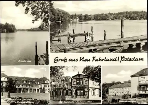 Ak Neu Fahrland Potsdam in Brandenburg, Jungfernsee, Klinik Sanatorium Heinrich Heine, HO Gaststätte
