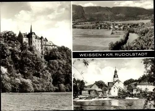Ak Weißen Uhlstädt Kirchhasel Thüringen, Blick auf Ortschaft und Umgebung