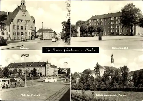 Ak Heidenau in Sachsen, Rathaus, Platz der Freiheit, Schloss Weesenstein