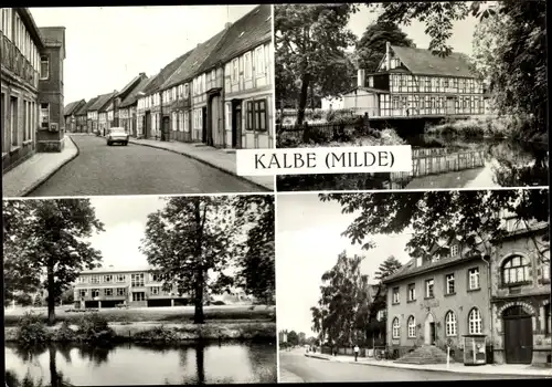 Ak Kalbe im Altmarkkreis Salzwedel, Fachwerkhaus, Postamt, Straße