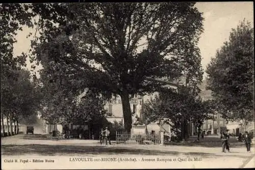 Ak Lavoulte sur Rhône Ardèche, Avenue Rampon et Quai du Midi