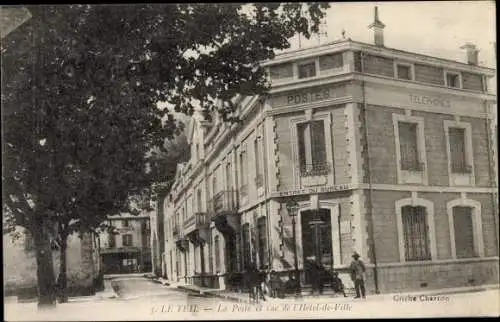 Ak Le Teil Ardèche, La Poste et rue de l'Hôtel de Ville