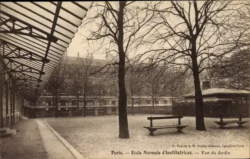 Ak Paris XVII., Ecole Normale d'Institutrices, vue du Jardin