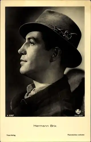 Ak Schauspieler Hermann Brix, Portrait mit Hut