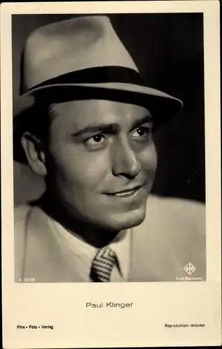 Ak Schauspieler Paul Klinger, Portrait mit Hut