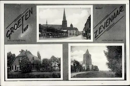 Ak Zevenaar Gelderland Niederlande, Markt, Huize Poelwur, Kerk