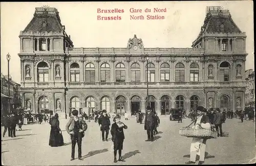 Ak Bruxelles Brüssel, Gare du Nord, marchand ambulant