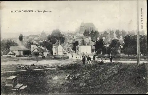 Ak Saint Florentin Yonne, Vue generale, Blick auf den Ort, Kirche