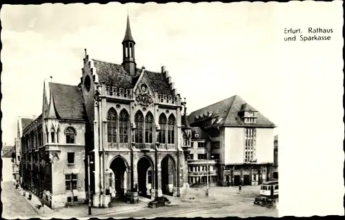 Ak Erfurt in Thüringen, Rathaus, Sparkasse