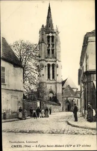 Ak Creil Oise, L'Eglise Saint Medard
