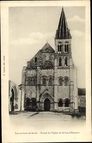 Ak Senlis Oise, Portail de l'Eglise de St. Leu d'Esserent